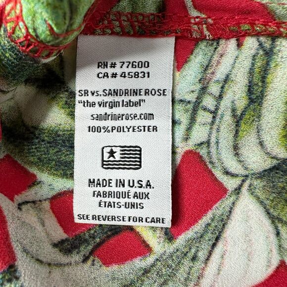 Sandrine Rose Hawaiian Pearl Snap Floral Shirt Red S/S Women Small NWT Made USA - Picture 8 of 10